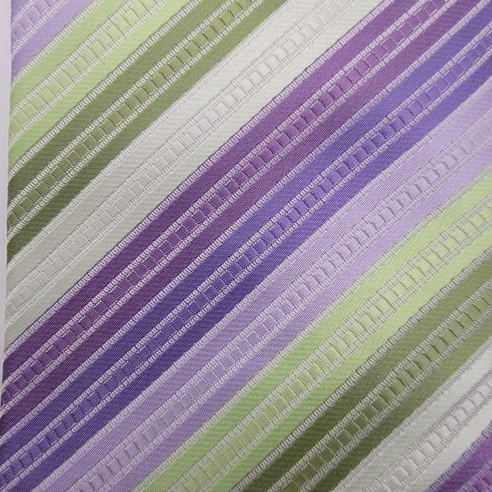 Giorgio Armani Silk Jacquard‎ Stripe Tie Purple Green Handmade Italy Classic - Picture 2 of 6